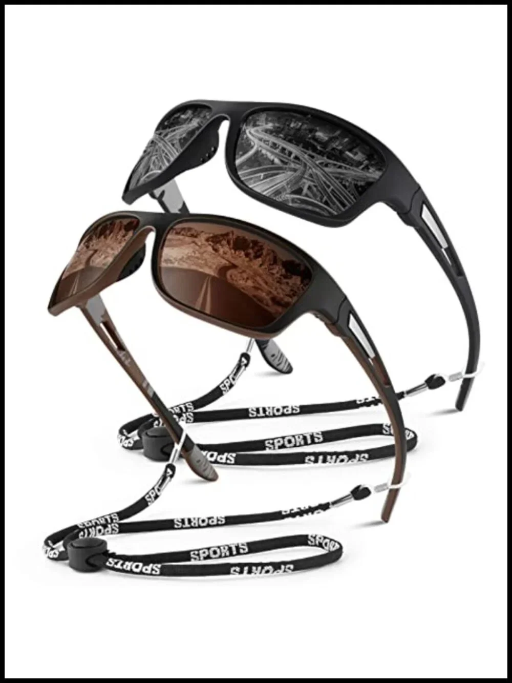 Polarized Sports Sunglasses UV400 Protection Rectangular Goggles Fishing Driving